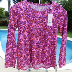 NEW Lilly Pulitzer Etta Long Sleeve Top -XXS – Passion Fruit Pink Star Searching